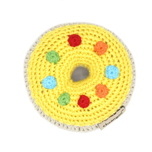 Crocheted Donut Rattle - yellow